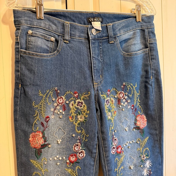 VENUS Floral Embroidered Skinny Jeans - Blue - Picture 2 of 4
